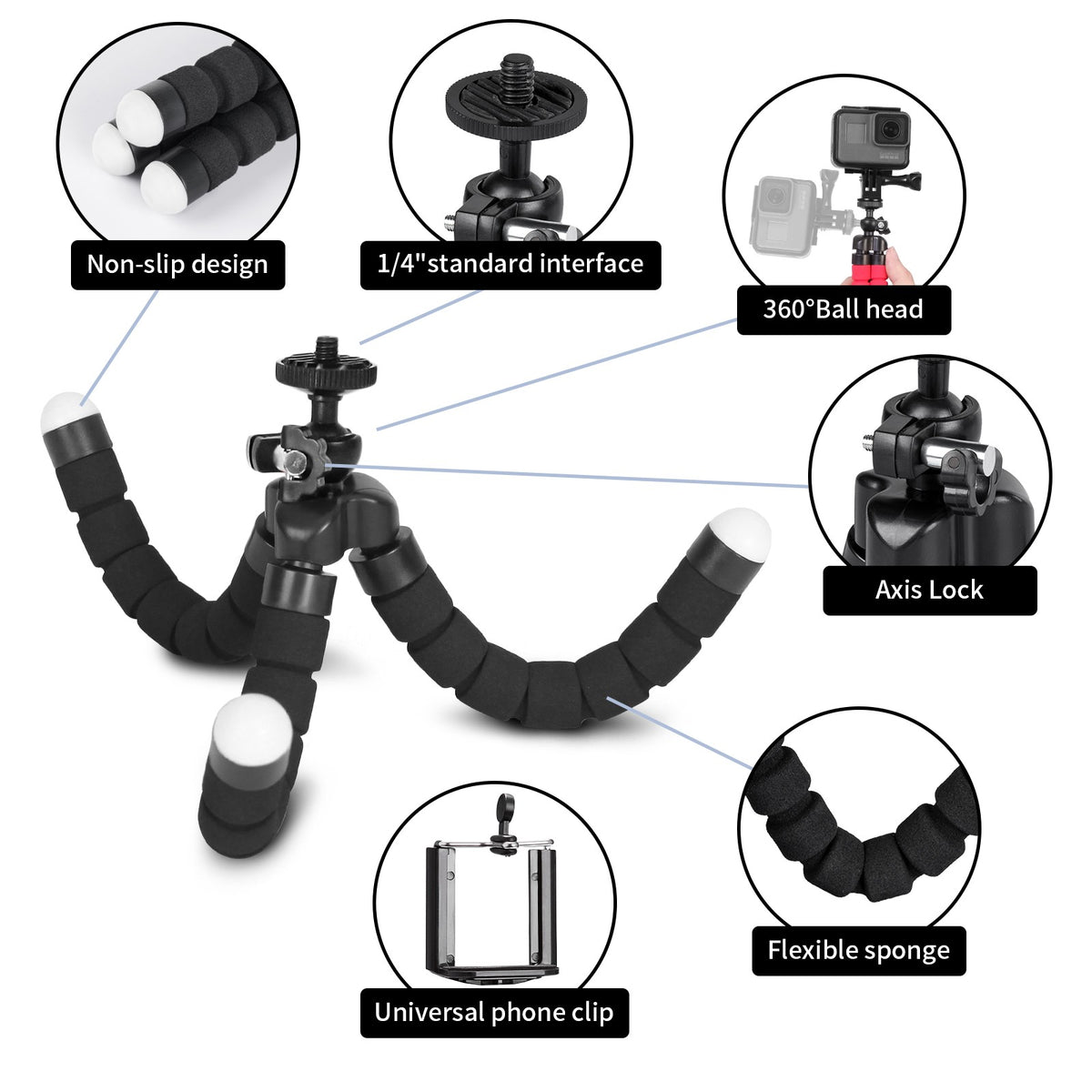 Mini Tripé Flexível Articulado Tipo Polvo para Smartphone Zelv Shield