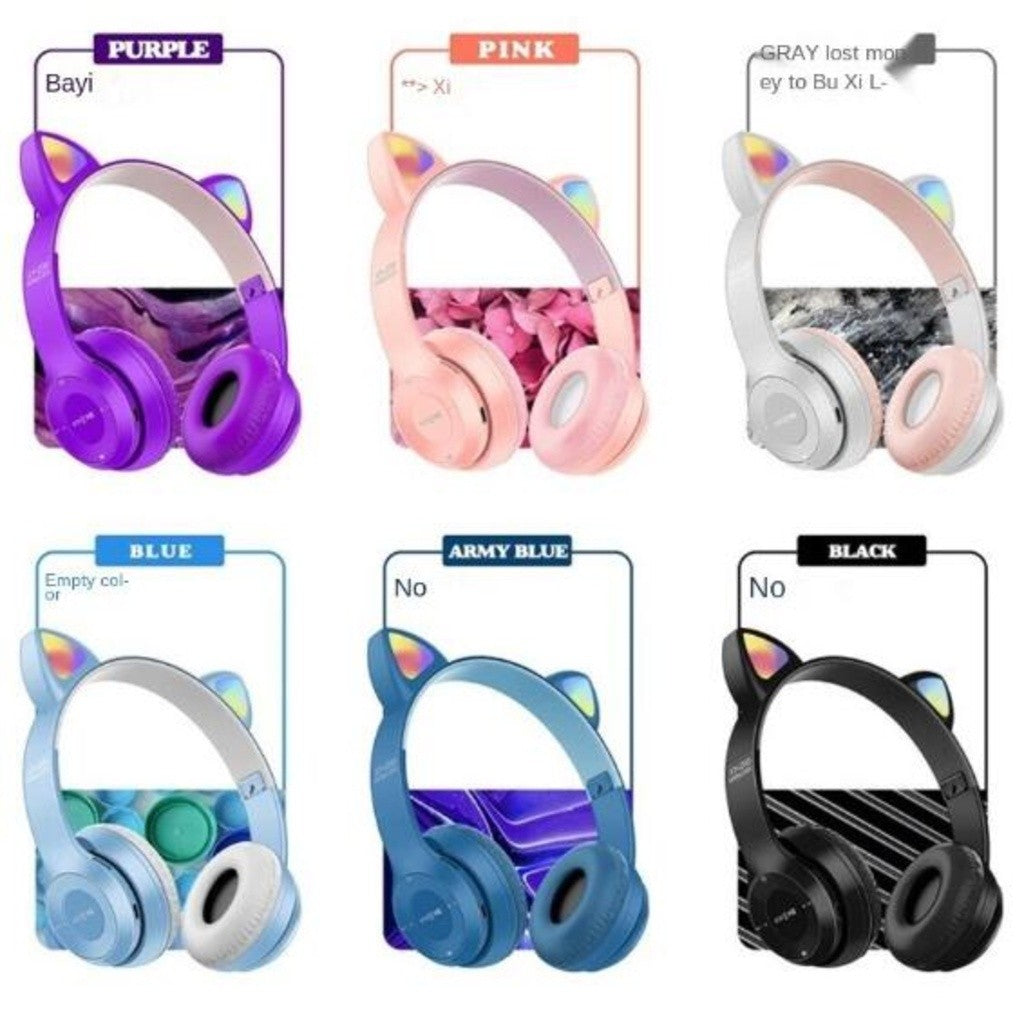 Headphone Bluetooth Orelha de Gato Cat - LED RGB P47M