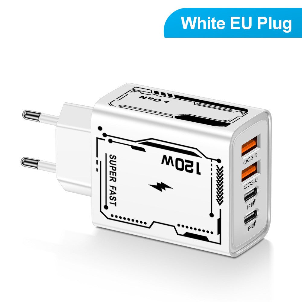 Carregador Turbo 120W PD - 4 Portas USB-C