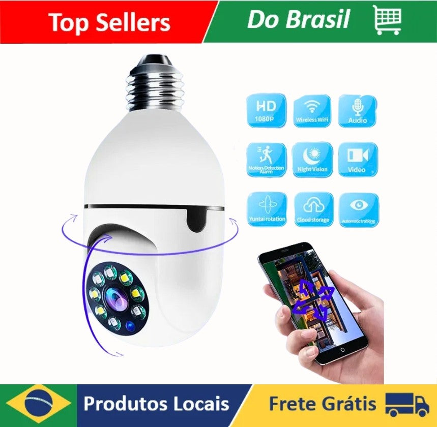 Câmera Lâmpada Espiã Segurança Wi-Fi 1080P Yoosee Zelv Shield