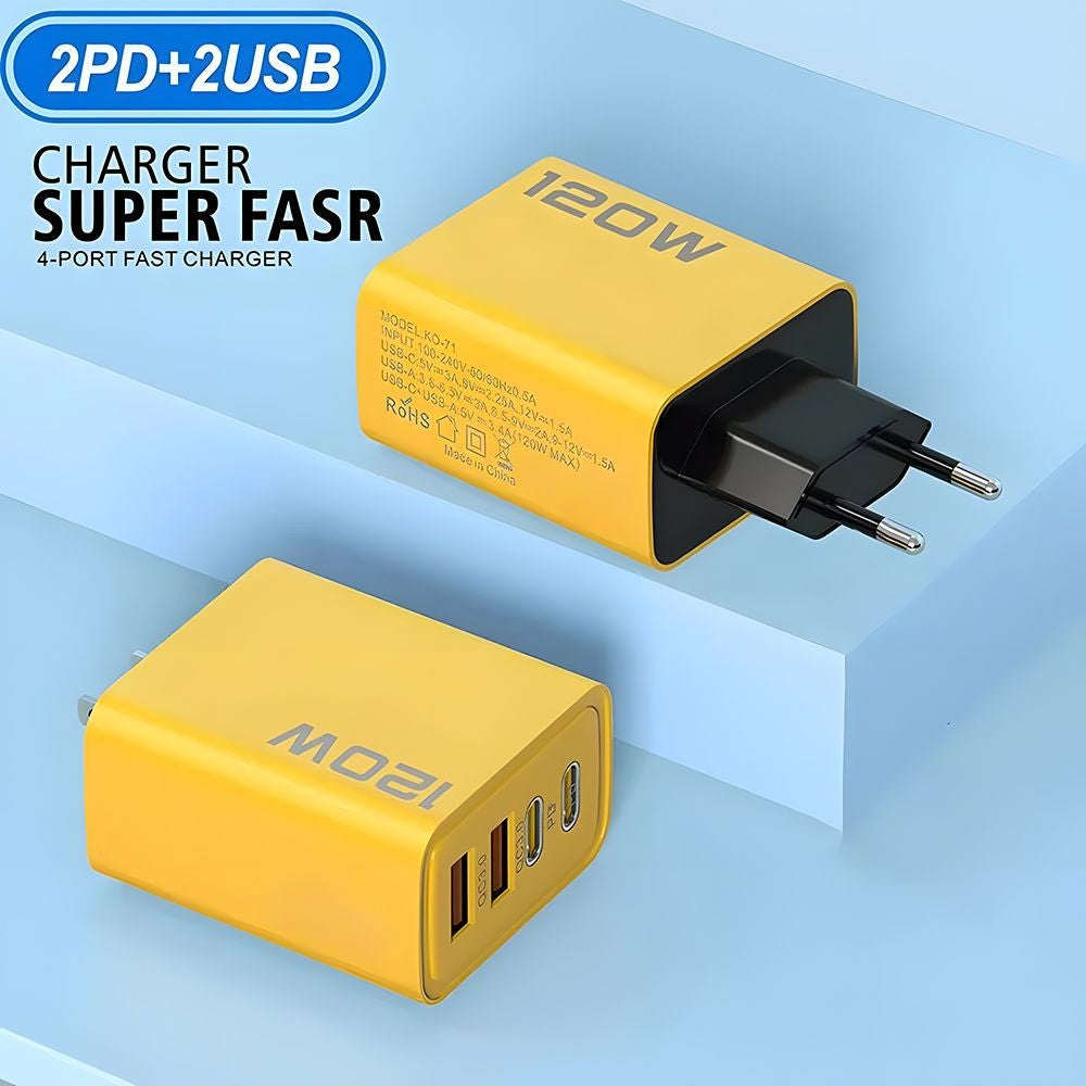 Carregador Turbo 120W PD - 4 Portas USB-C
