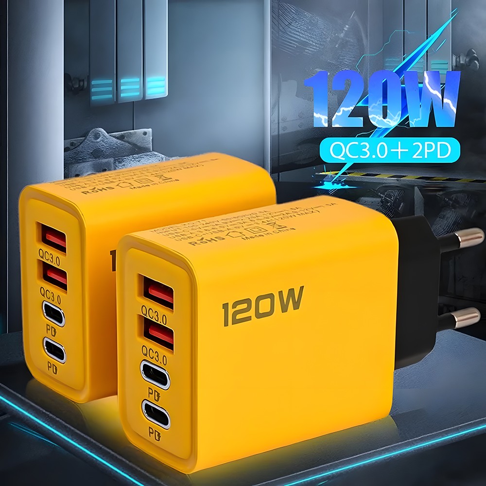 Carregador Turbo 120W PD - 4 Portas USB-C