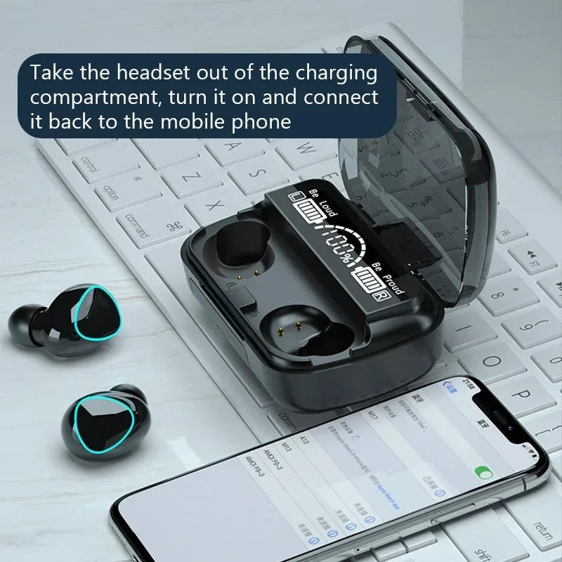 Fone Bluetooth M10 TWS - Display Digital LED & Microfone