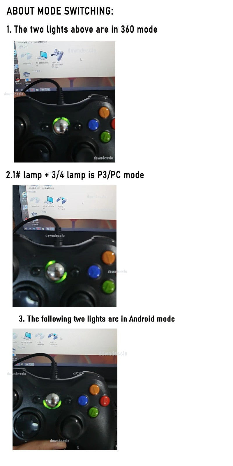 Controle USB com fio para Xbox 360, controle de jogos para PC, joystick portátil