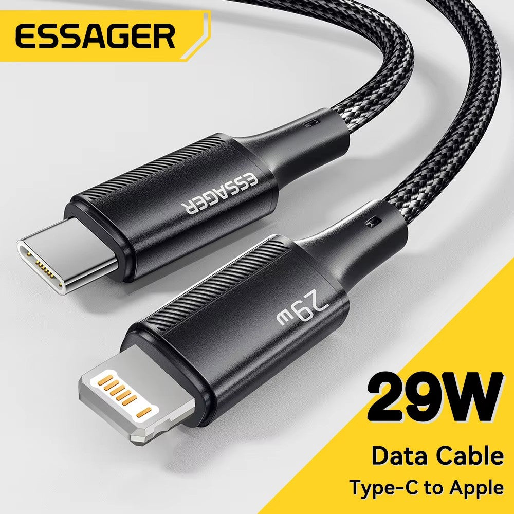 Cabo Turbo 29W USB-C para Lightning Essager Zelv Shield - iPhone