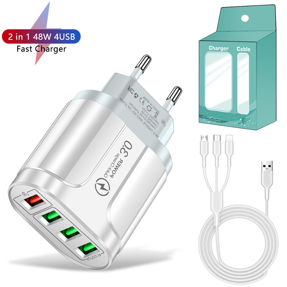 4 usb 45w carregador usb carga rápida qc 3.0 carregamento de parede para iphone