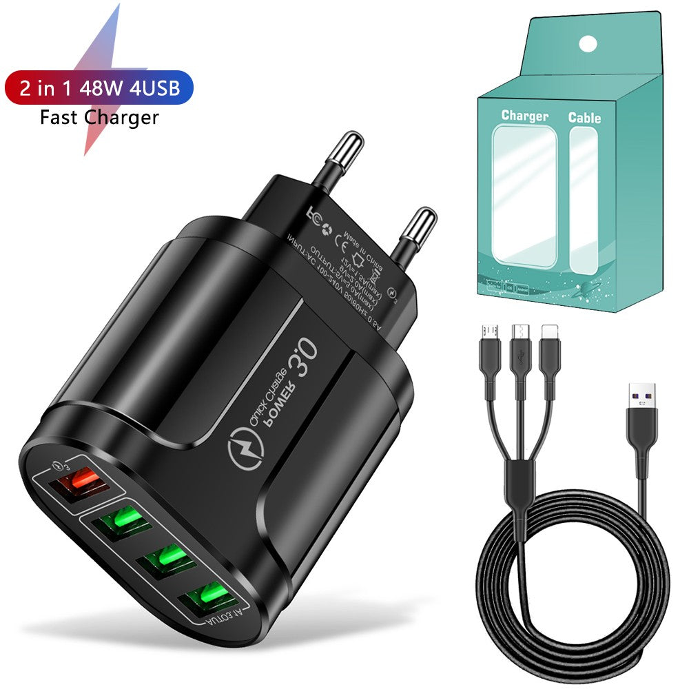 4 usb 45w carregador usb carga rápida qc 3.0 carregamento de parede para iphone