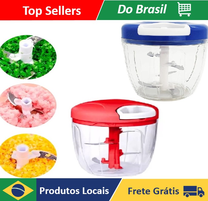 Mini Processador Manual de Alimentos 900ml com 5 Lâminas Zelv Shield