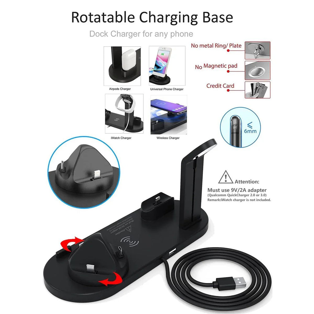 Carregador Sem Fio Dock Station 7 em 1 - Rápido & Multifuncional