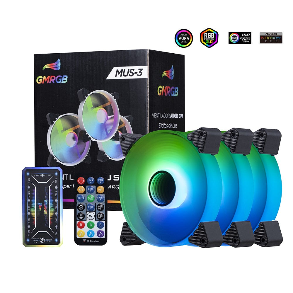 Kit Ventoinhas Cooler RGB 12cm para Gabinete PC Zelv Shield