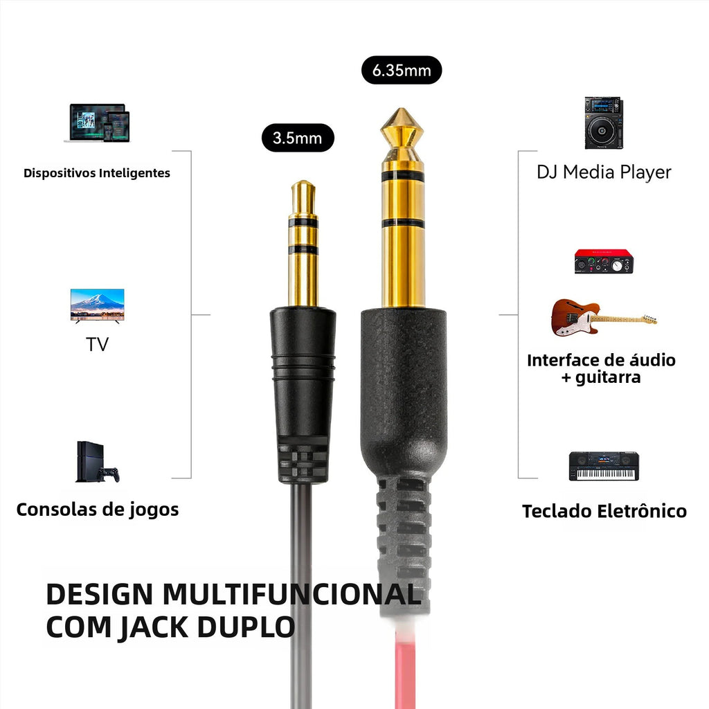 Headphone de Estúdio Hi-Fi com Fio & Microfone