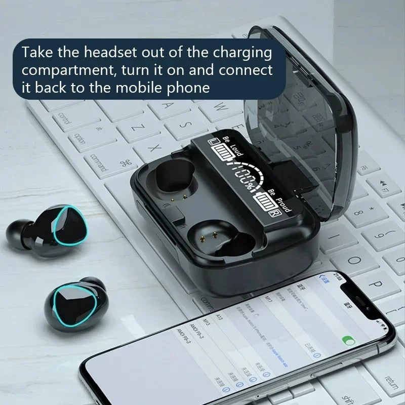 Fone Bluetooth M10 TWS - Display Digital LED & Microfone