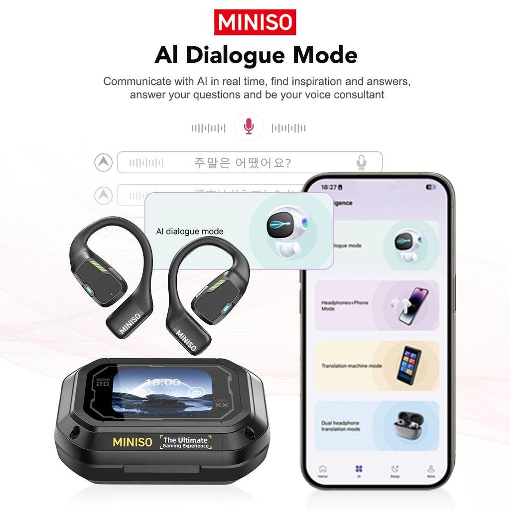 Fone Bluetooth MINISO M98 AI - Tradutor & OWS Sport
