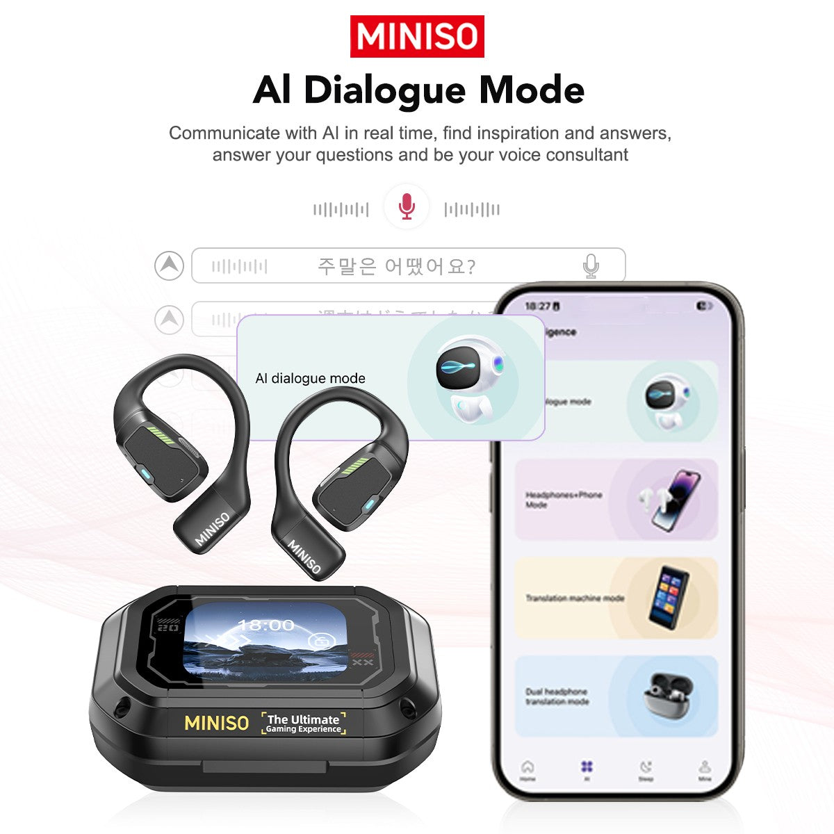 Fone Bluetooth MINISO M98 AI - Tradutor & OWS Sport