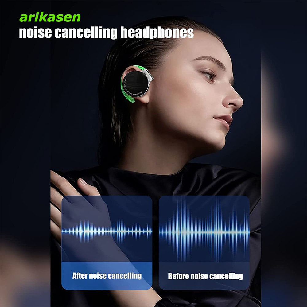 Fone Bluetooth Open-Ear Sport - Luzes LED & Cancelamento de Ruído