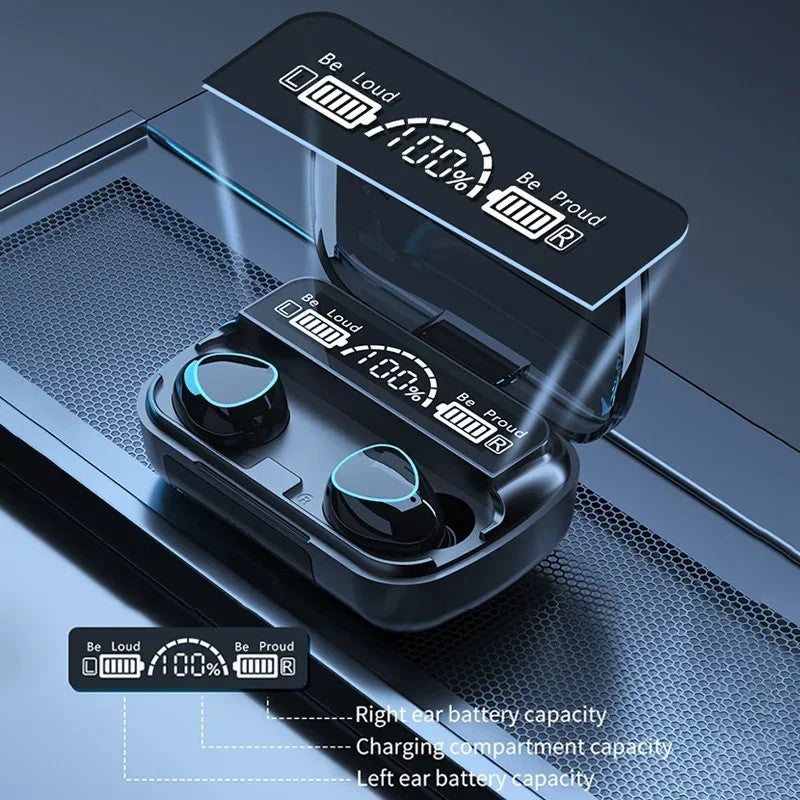 Fone Bluetooth M10 TWS - Display Digital LED & Microfone