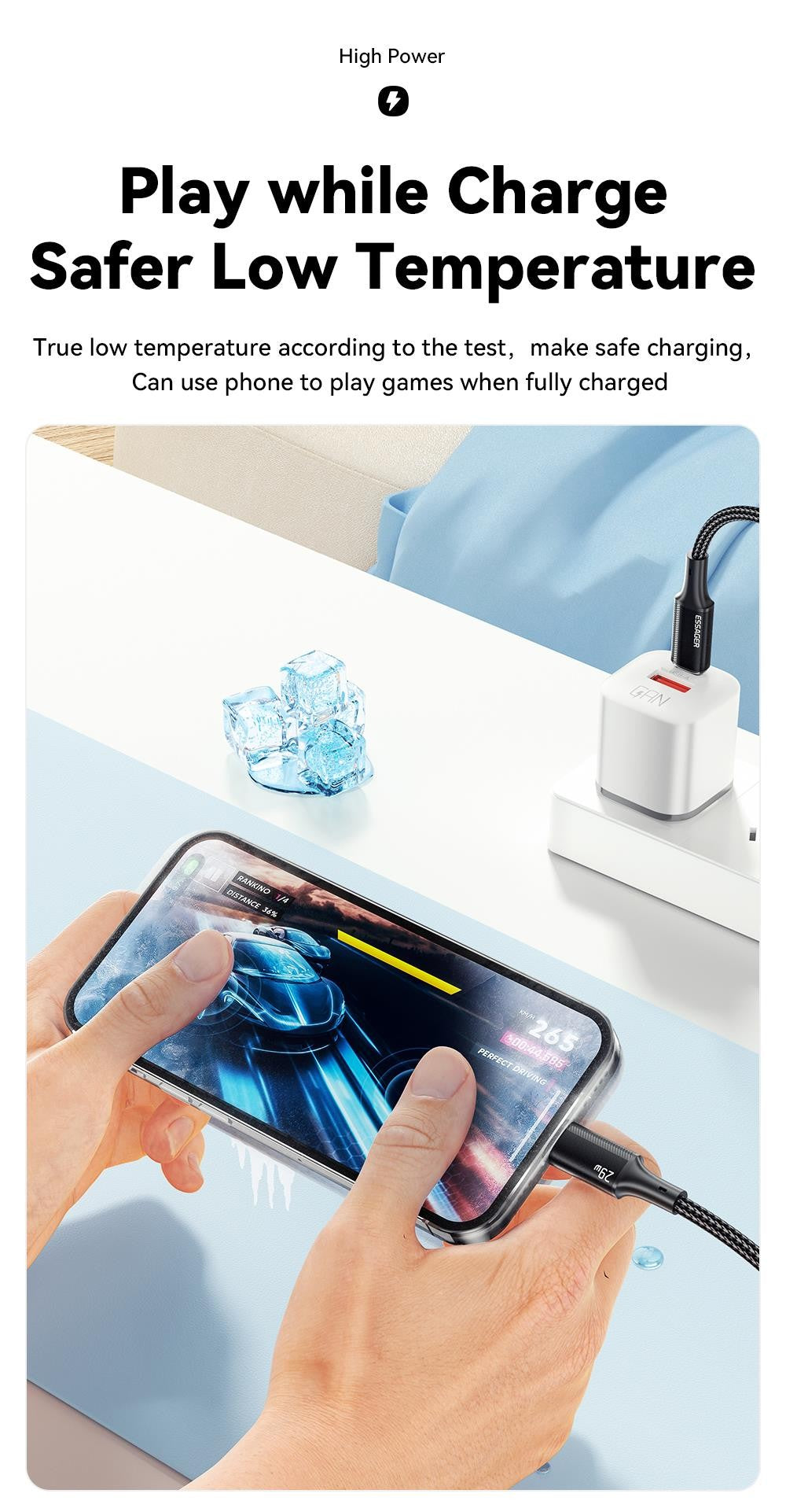 Cabo Turbo 29W USB-C para Lightning Essager Zelv Shield - iPhone
